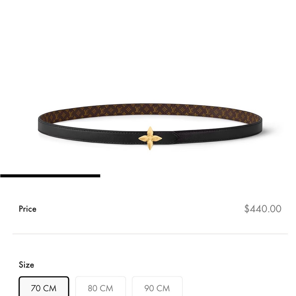 Louis Vuitton Black Belt with Gold Fleur Accent - Picture 6 of 6
